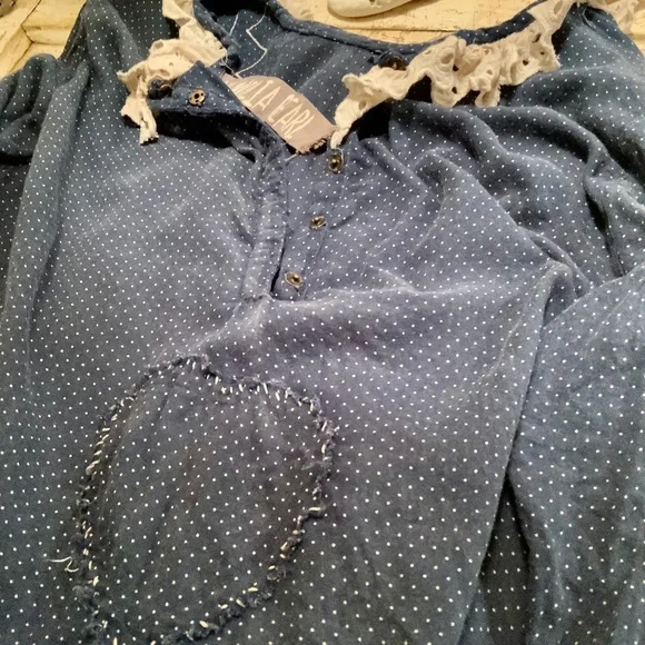 NWOT Magnolia Pearl, Navy dot Eudora Dress. Pristine - Picture 5 of 12